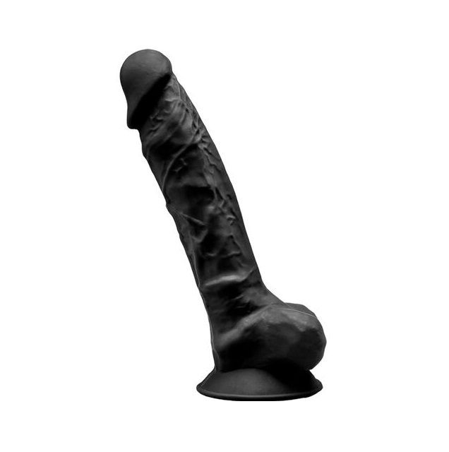 GET REAL-DILDO-25-CM-CON-TESTÍCULOS-NATURAL-NEGRO SILEXD - MODELO 1 PENE REALÍSTICO SILICONA PREMIUM SILEXPAN NEGRO 20 CM - Imagen 1