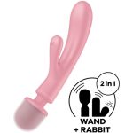 SATISFYER - TRIPLE LOVER MASAJEADOR VIBRADOR RABBIT ROSA - Imagen 3