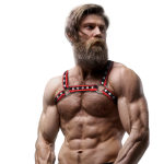 ARNÉS BULLDOG ECOPIEL PECHO HOMBRE NEGRO/ROJO - Imagen 2