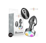 PLUG ANAL TALLA M DE METAL VIBRADOR CON LUCES LED MULTICOLOR Y CONTROL REMOTO