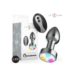 PLUG ANAL TALLA M DE METAL VIBRADOR CON LUCES LED MULTICOLOR Y CONTROL REMOTO