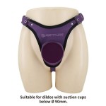 ARNÉS UNIVERSAL TIPO BRAGA PARA STRAP-ON MORADO Y NEGRO - Imagen 2