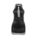 VESTIDO CUELLO HALTER CON TRANSPARENCIAS NEGRO S/M - Imagen 4